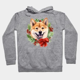 Christmas Shiba Inu Dog Wreath Hoodie